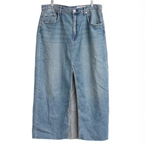 Rag & Bone Blue Washed Denim Five Pocket Mid-Calf Skirt Sz33 (US14) Western Boho